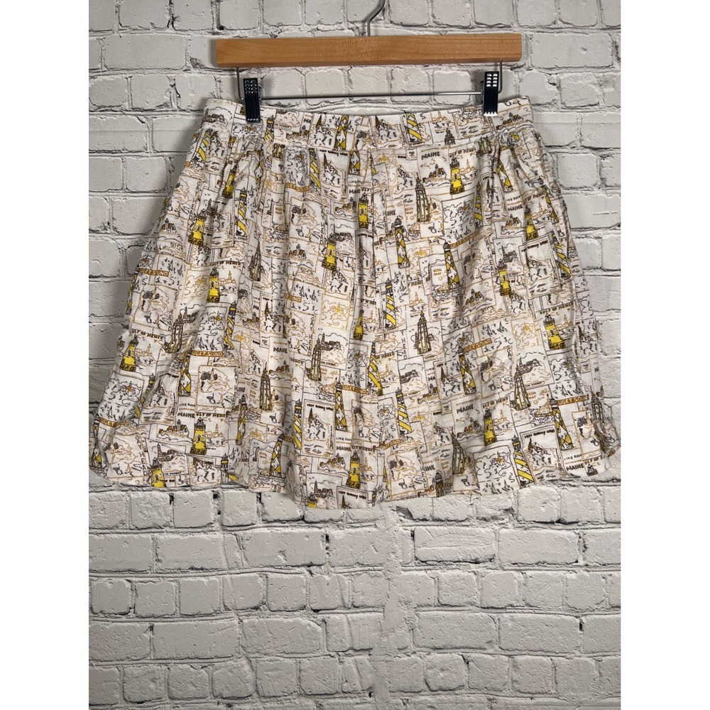 J. Crew Puget Sound Maine Lighthouse‎ Nautical Linen Y2K Skirt Size 4